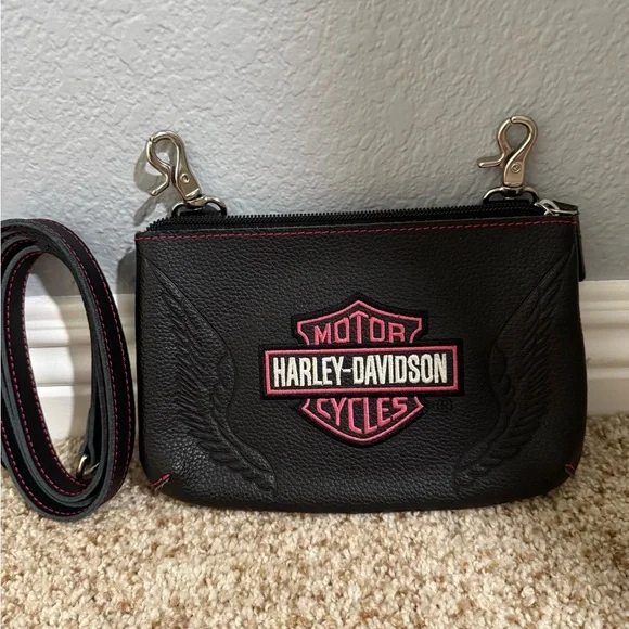 Harley-Davidson Black and Pink Crossbody Bag with Iconic Logo - Picture 2 of 3